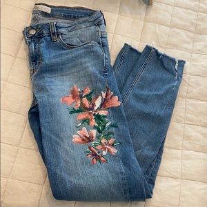 Zara floral painted jeans